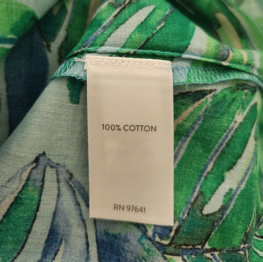 J. Jill Top Soft Cotton Green and Blue Leaf Print - Picture 5 of 9